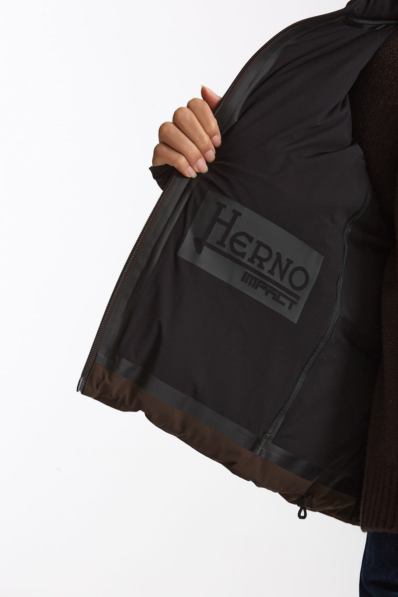 Piumino corto windstopper marrone donna Herno - 8