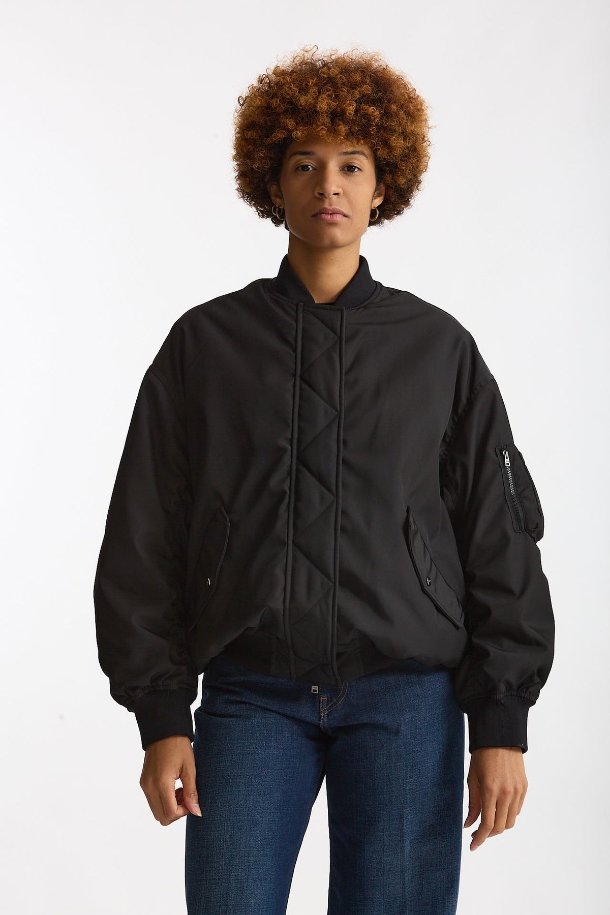 Bomber in gabardina di nylon nero donna Herno - 1