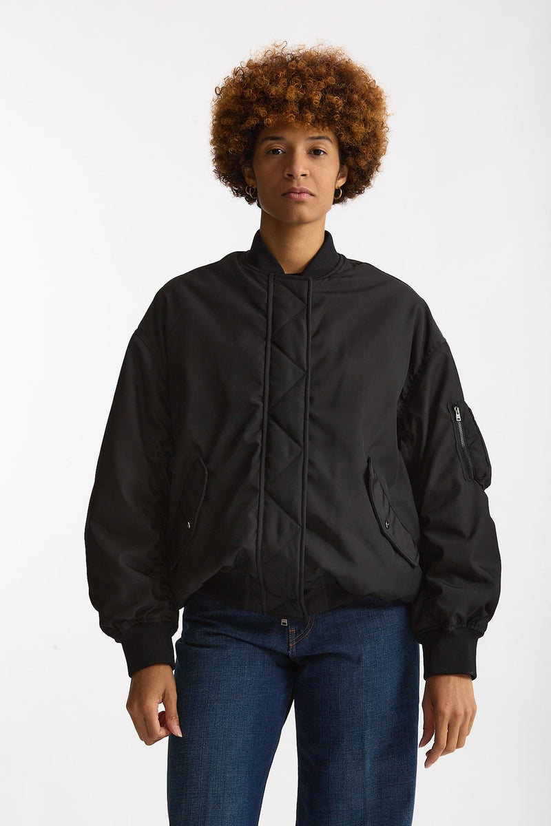 Bomber in gabardina di nylon nero donna Herno - 1