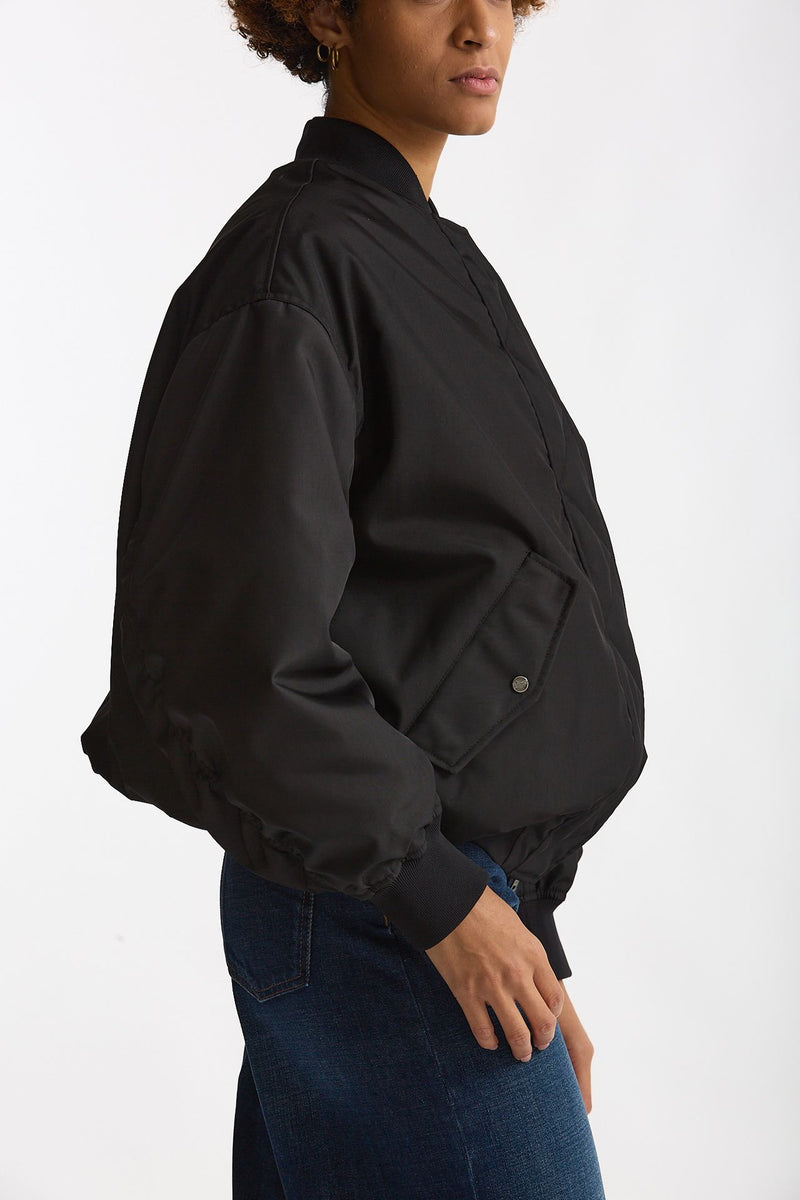 Bomber in gabardina di nylon nero donna Herno - 4