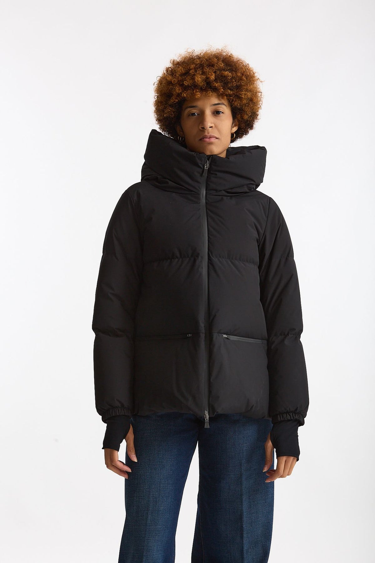 Piumino corto windstopper nero opaco donna Herno - 2