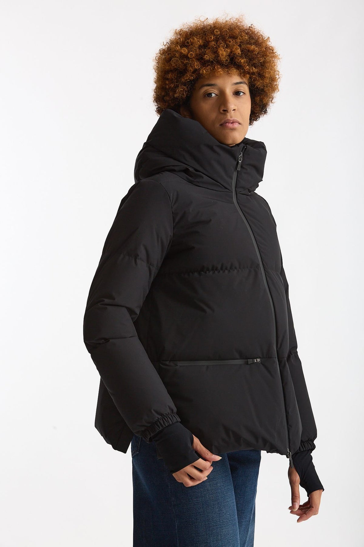 Piumino corto windstopper nero opaco donna Herno - 4