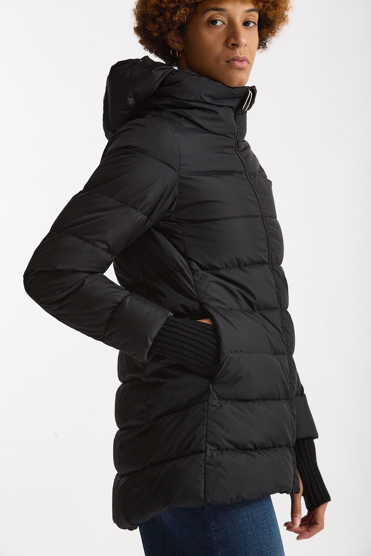 Piumino midi CHAMONIX in nylon nero donna Herno - 1