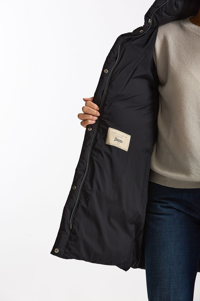 Piumino lungo nero donna Herno - 8