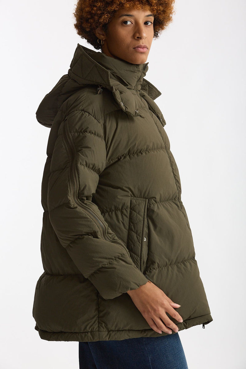 Piumino over verde militare donna Herno - 2