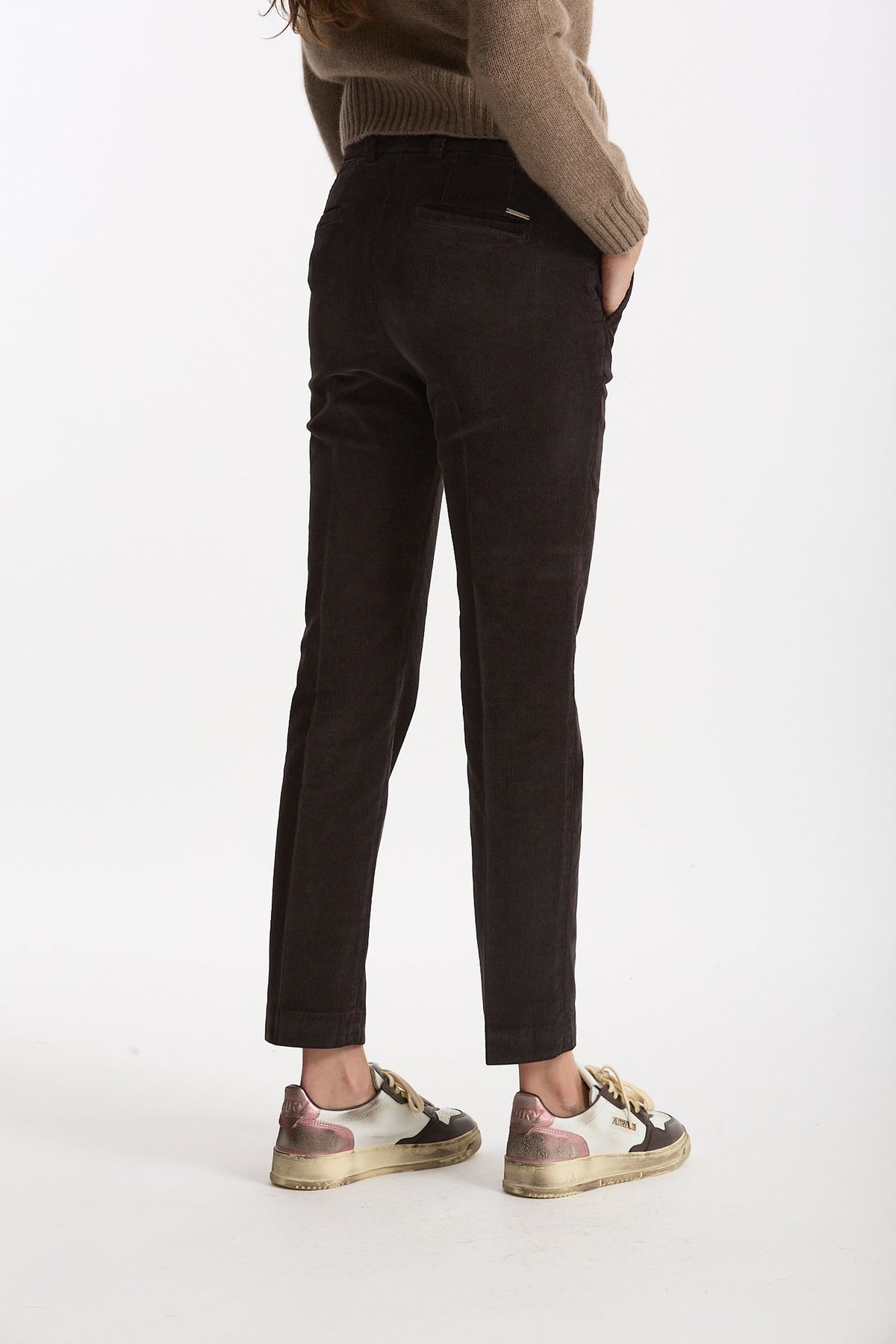 Pantalone slim in velluto LEYRE testa di moro donna Incotex - 2