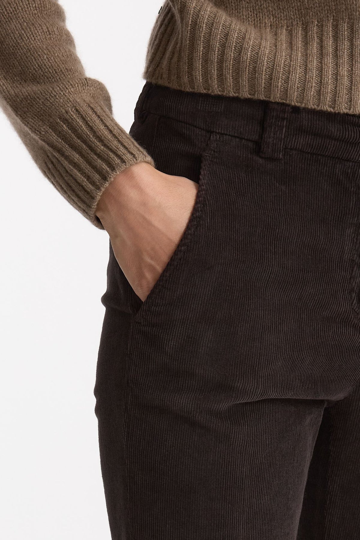 Pantalone slim in velluto LEYRE testa di moro donna Incotex - 4