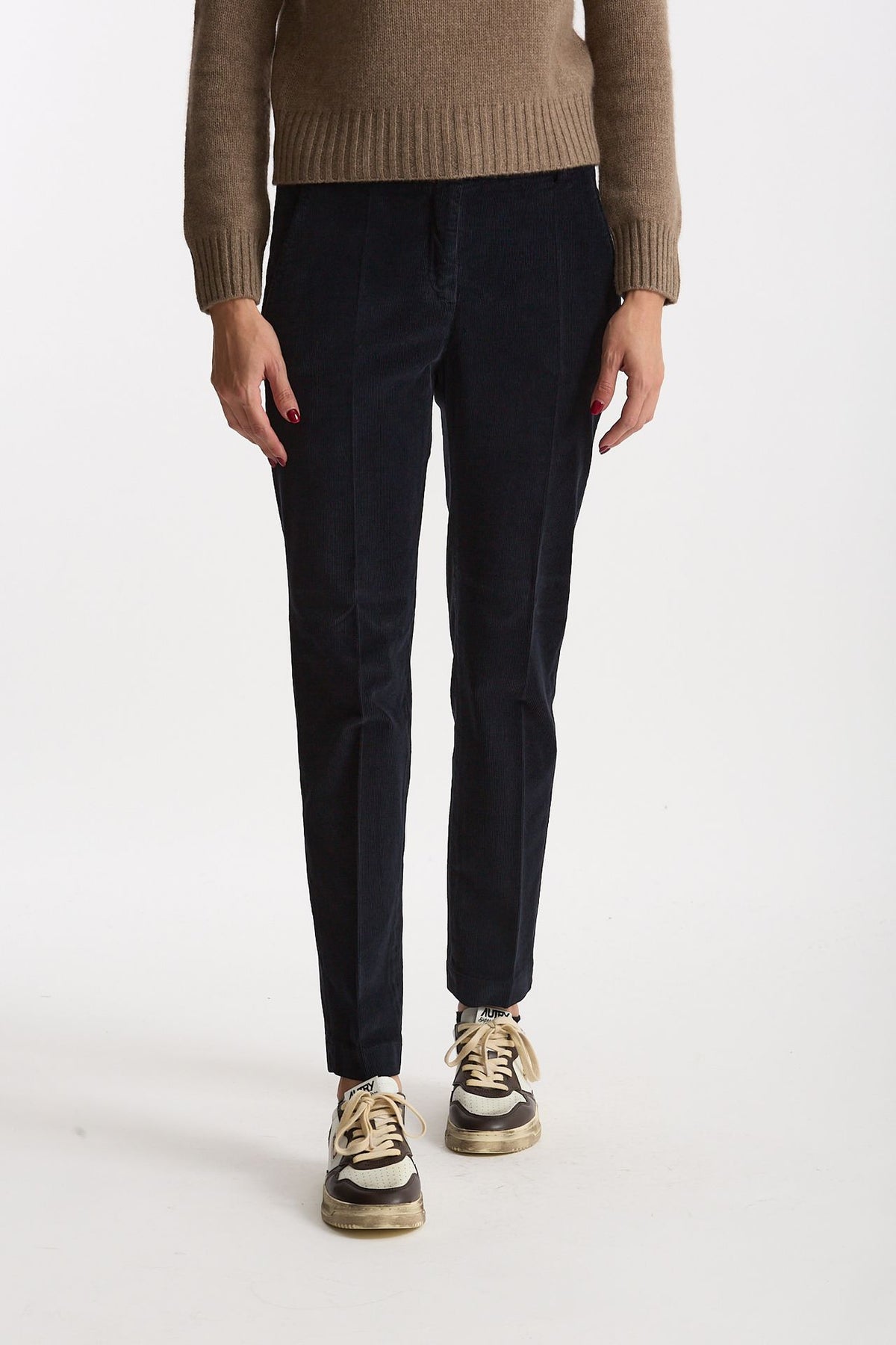 Pantalone slim in velluto LEYRE blu donna Incotex - 2