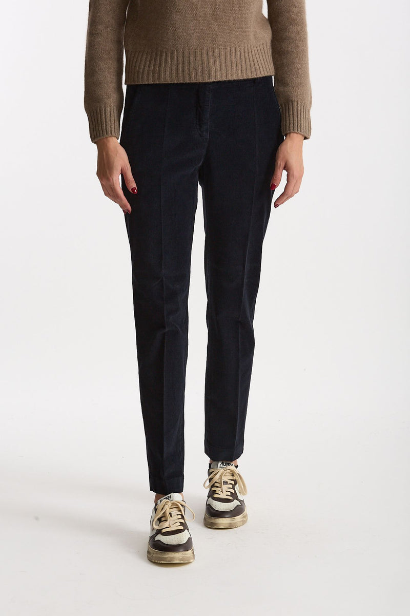 Pantalone slim in velluto LEYRE blu donna Incotex - 2