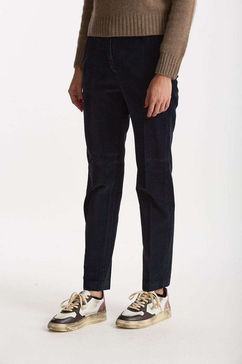 Pantalone slim in velluto LEYRE blu donna Incotex - 3