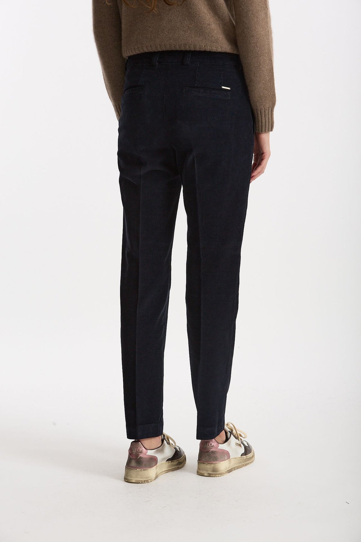 Pantalone slim in velluto LEYRE blu donna Incotex - 4