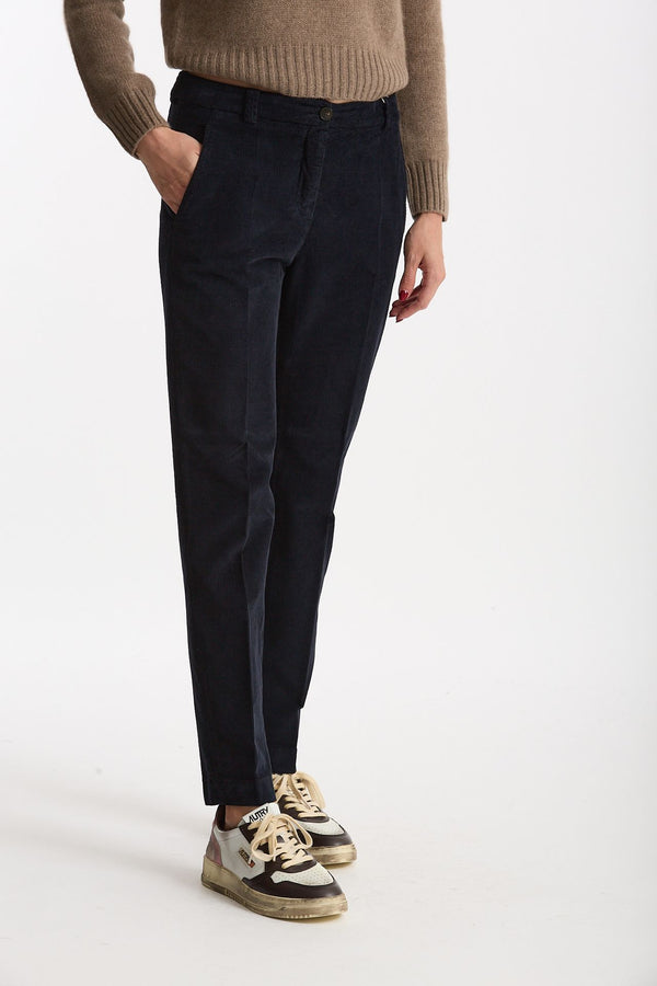 Pantalone slim in velluto LEYRE blu donna Incotex