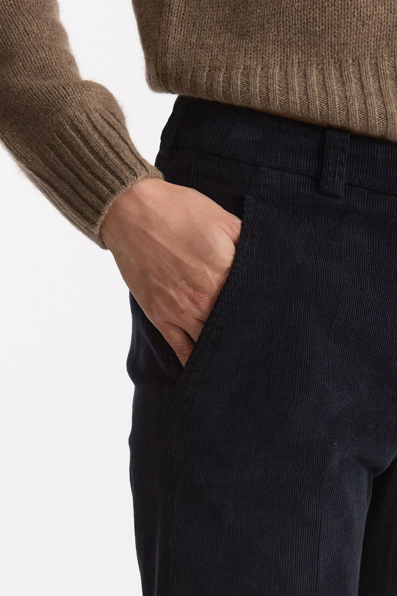 Pantalone slim in velluto LEYRE blu donna Incotex - 5