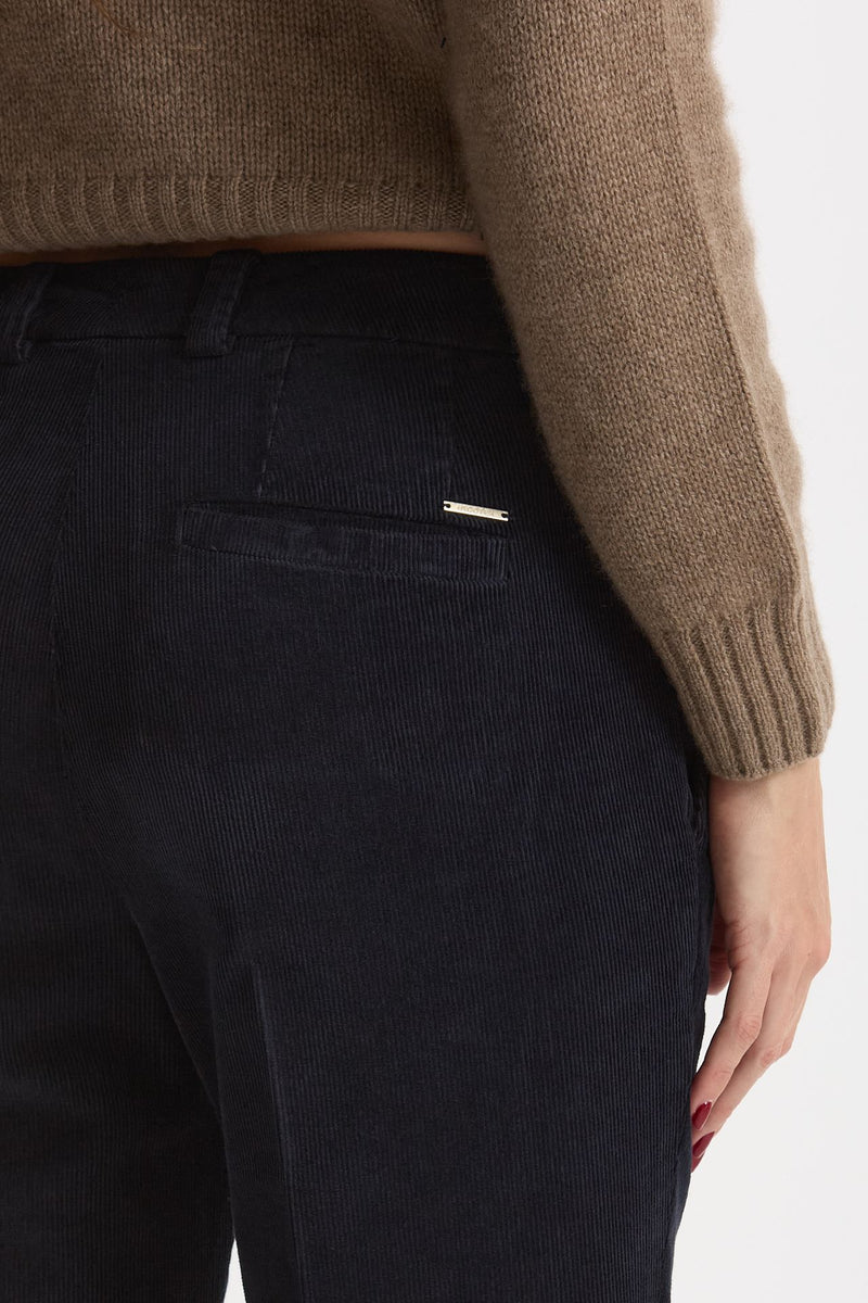 Pantalone slim in velluto LEYRE blu donna Incotex - 6