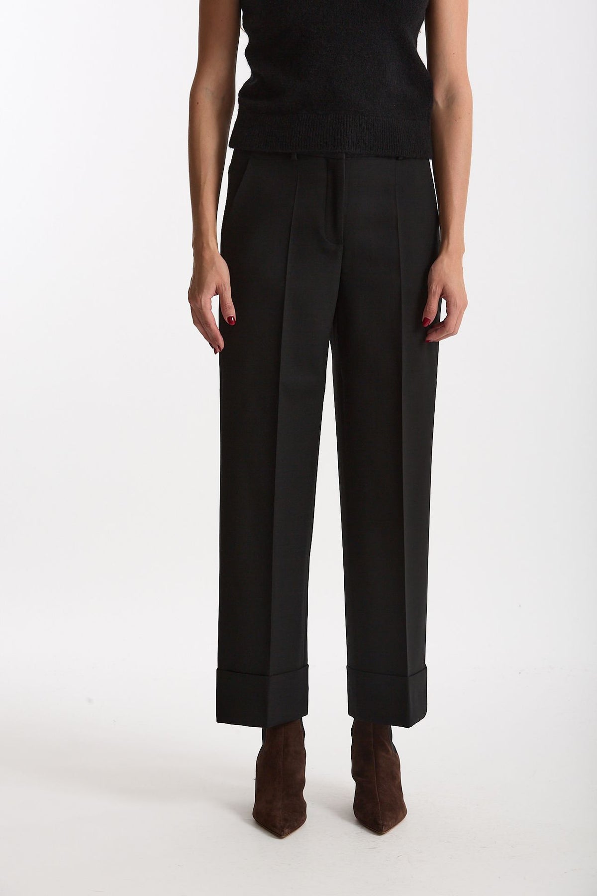 Pantalone ARLYS in tela di lana nero donna Incotex - 2