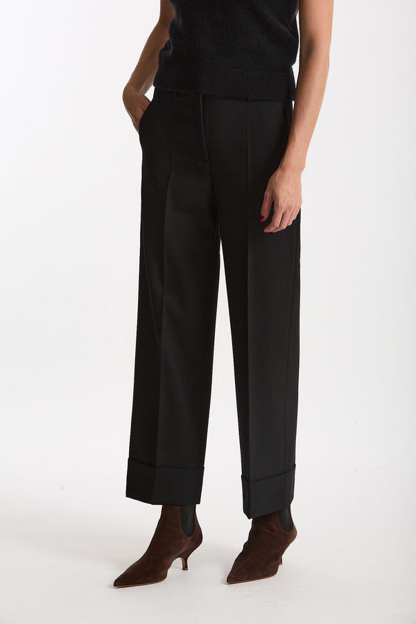 Pantalone ARLYS in tela di lana nero donna Incotex