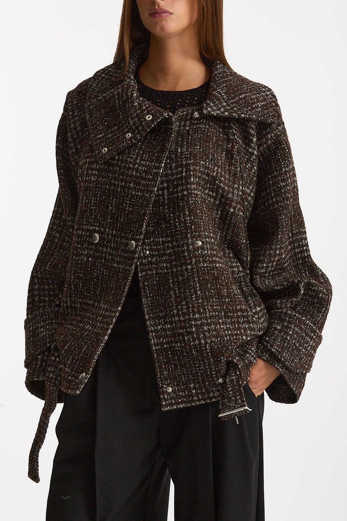 Giubbino over INJA tweed marrone e panna donna Iro - 1
