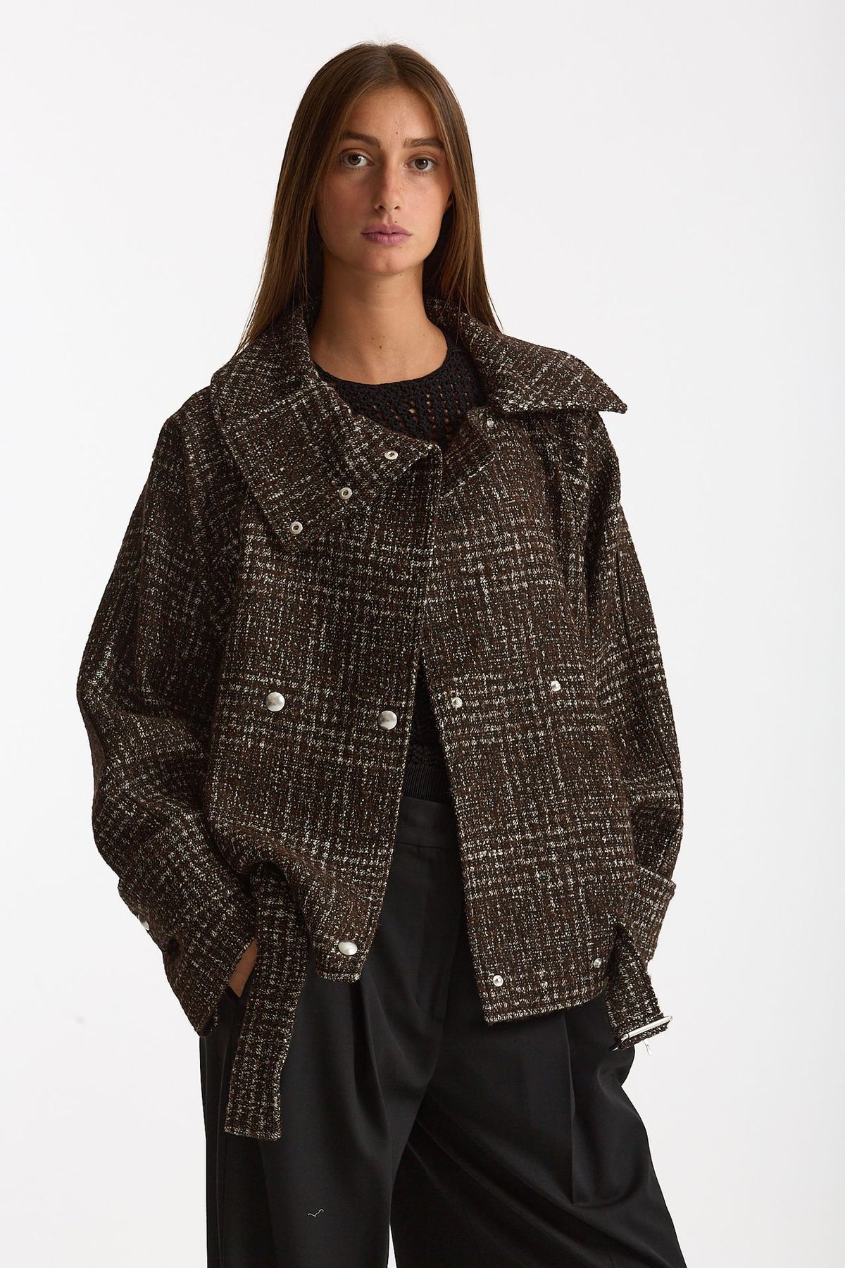 Giubbino over INJA tweed marrone e panna donna Iro - 3
