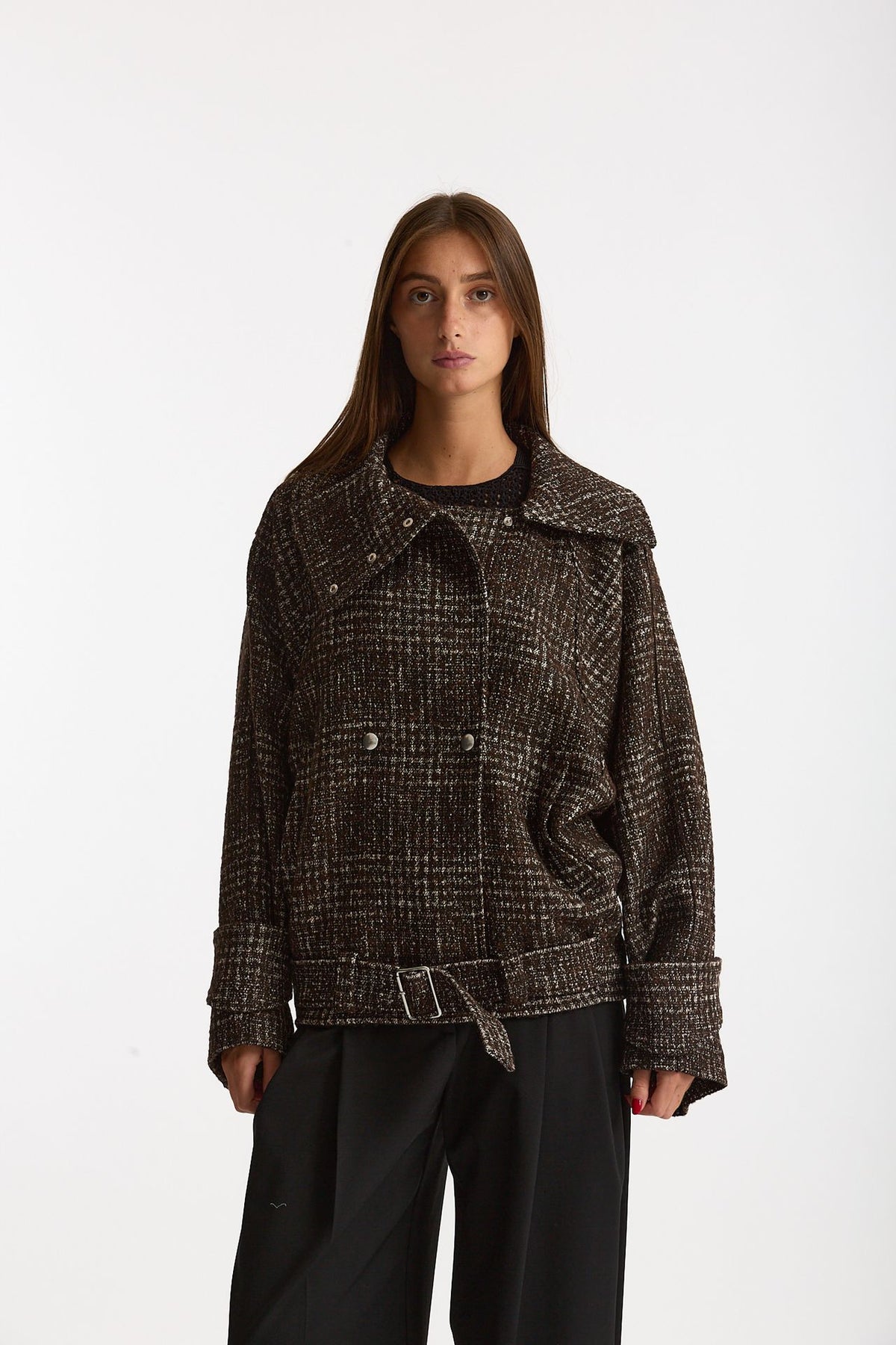 Giubbino over INJA tweed marrone e panna donna Iro - 4