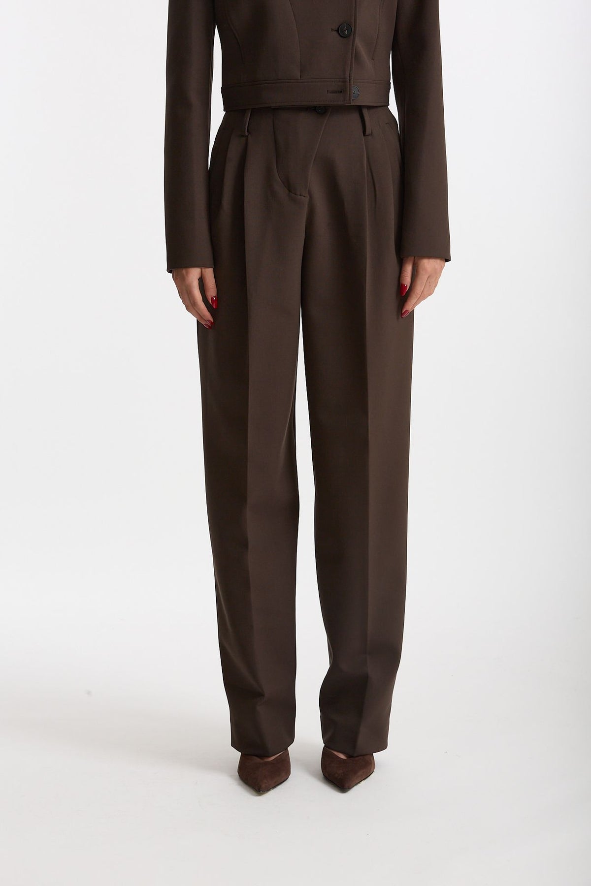 Pantalone vita alta pinces marrone donna Iro - 1