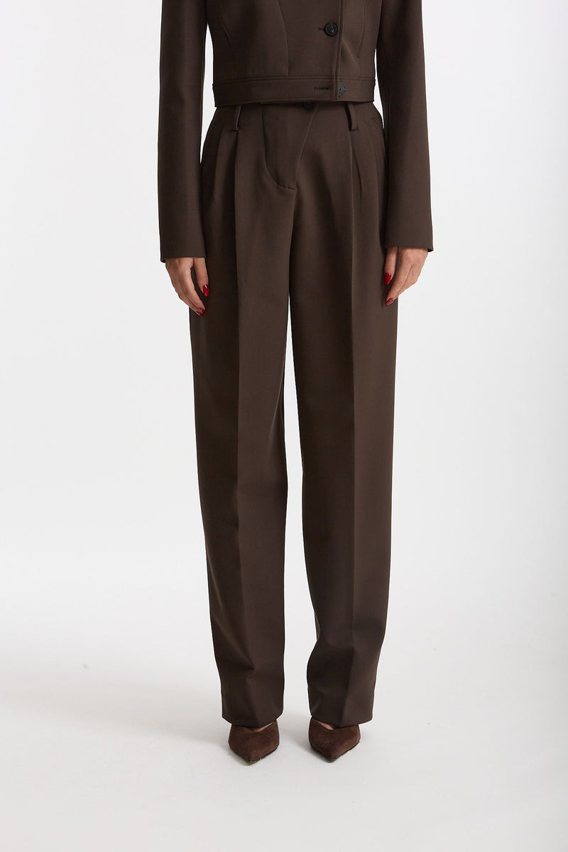 Pantalone vita alta pinces marrone donna Iro - 1