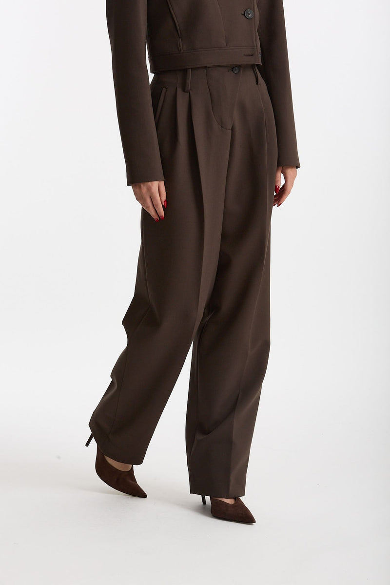 Pantalone vita alta pinces marrone donna Iro - 2