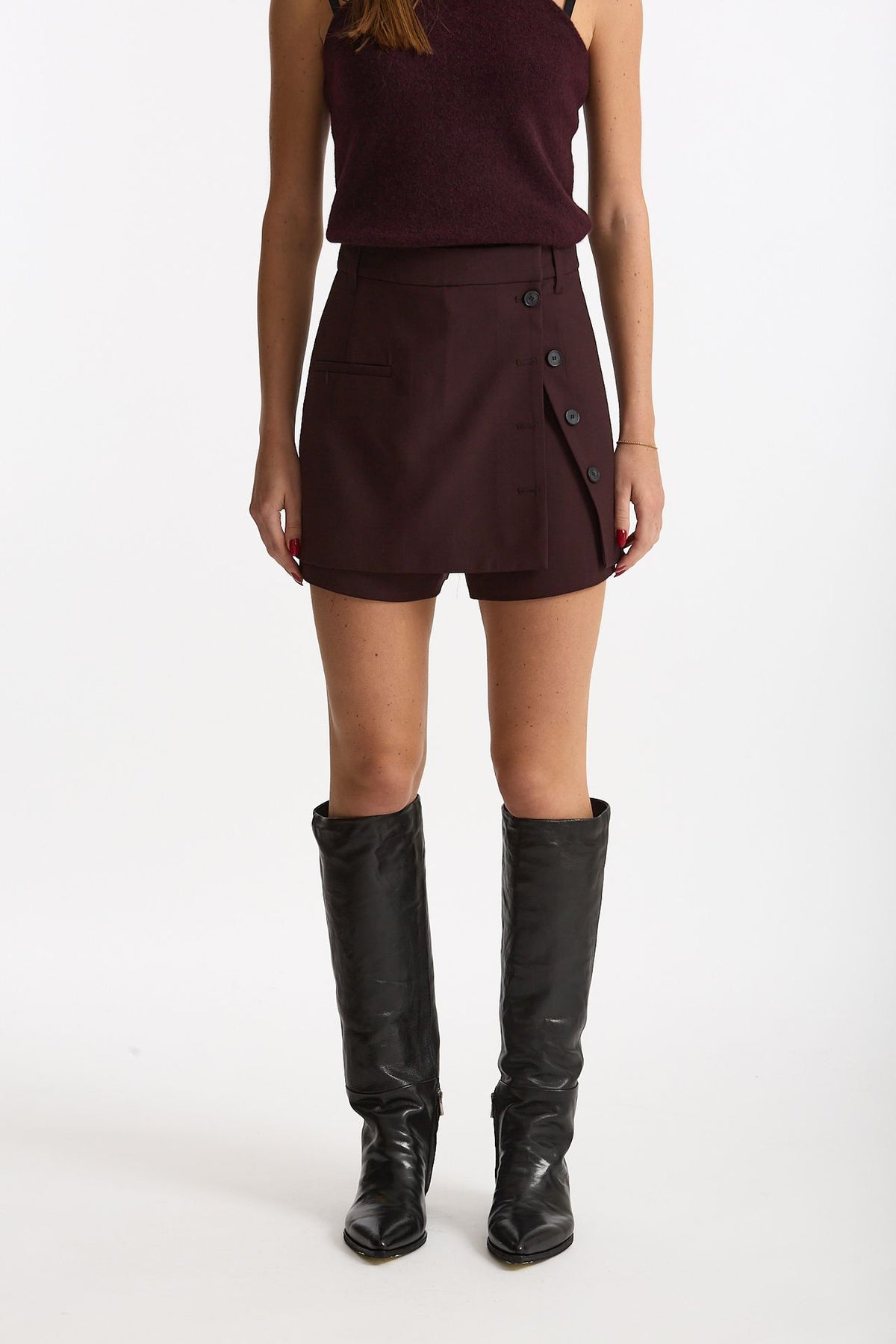 Short pannello Vita alta burgundi donna Iro - 3
