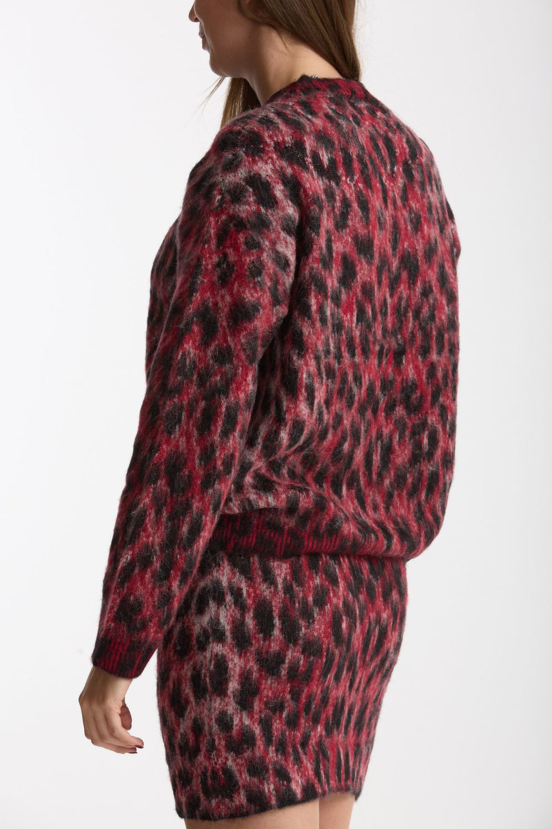 Maglia over maculata rosso e nero donna Laneus - 1