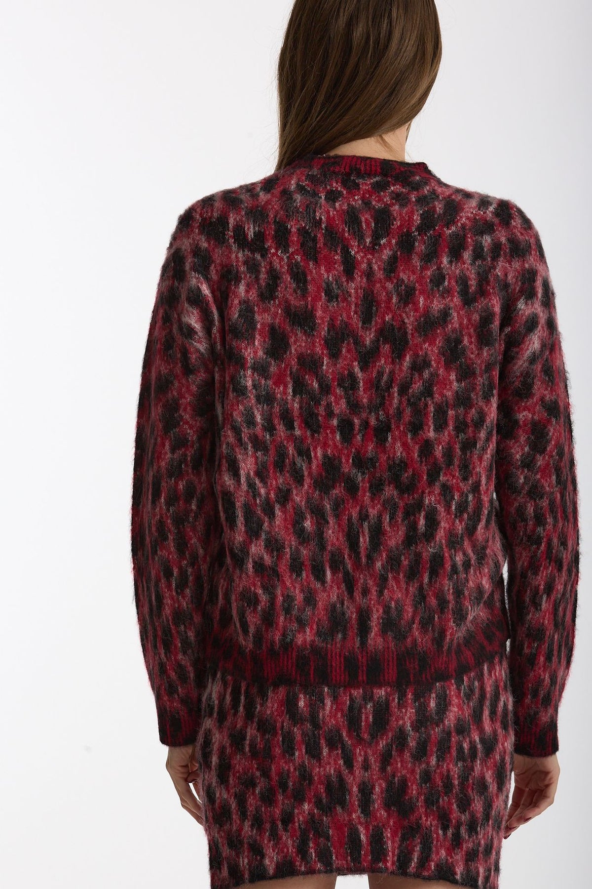Maglia over maculata rosso e nero donna Laneus - 3