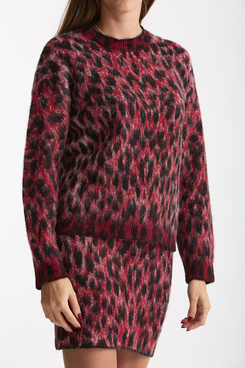 Maglia over maculata rosso e nero donna Laneus - 4