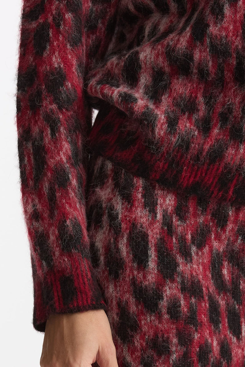 Maglia over maculata rosso e nero donna Laneus - 6
