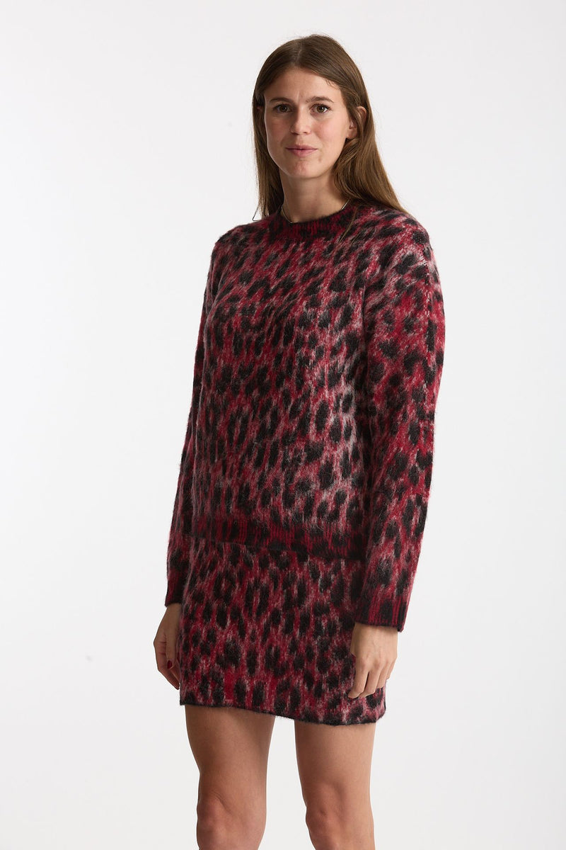 Maglia over maculata rosso e nero donna Laneus - 2