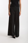 Pantalone in fresco lana nero donna Laneus - 1