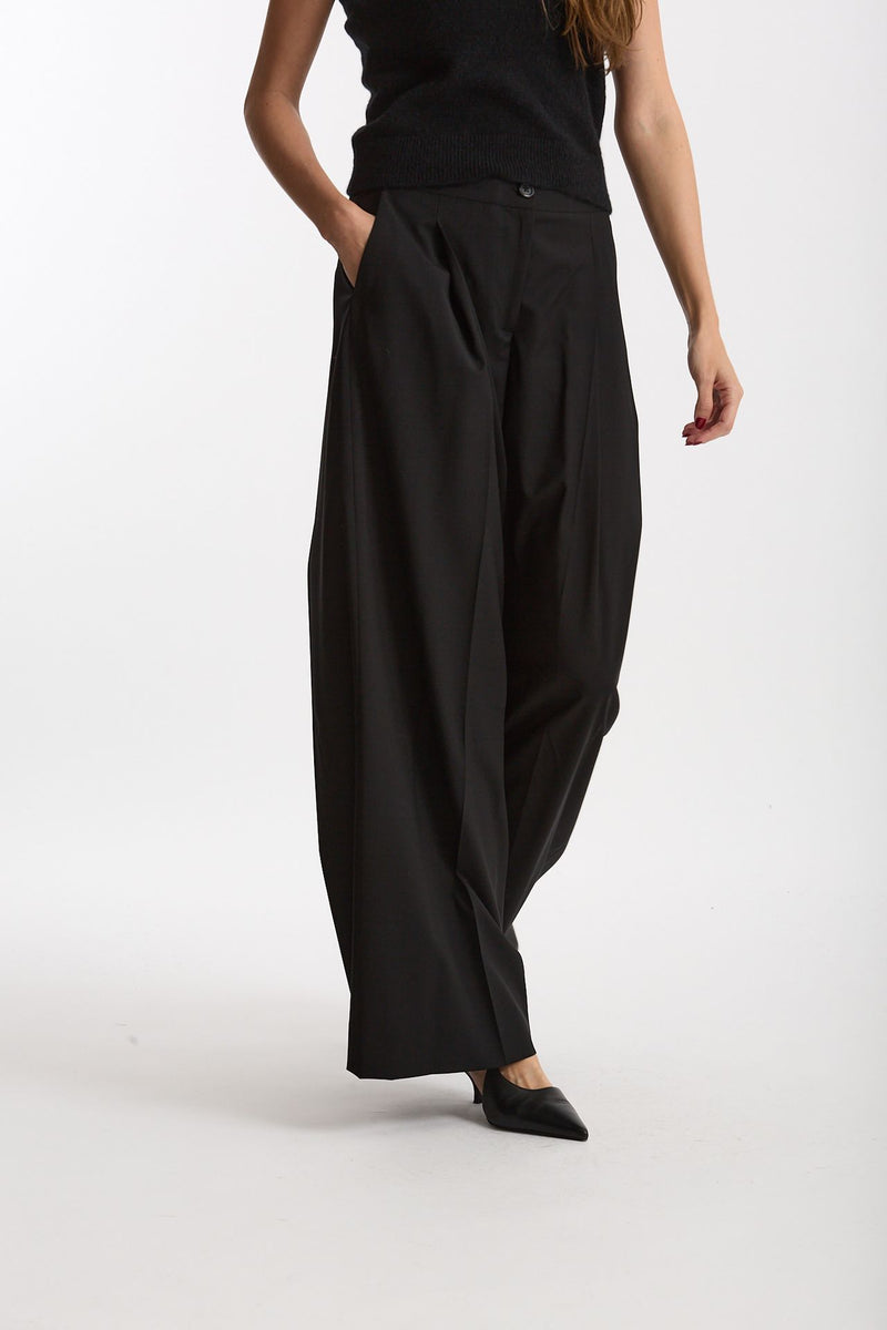 Pantalone in fresco lana nero donna Laneus - 4
