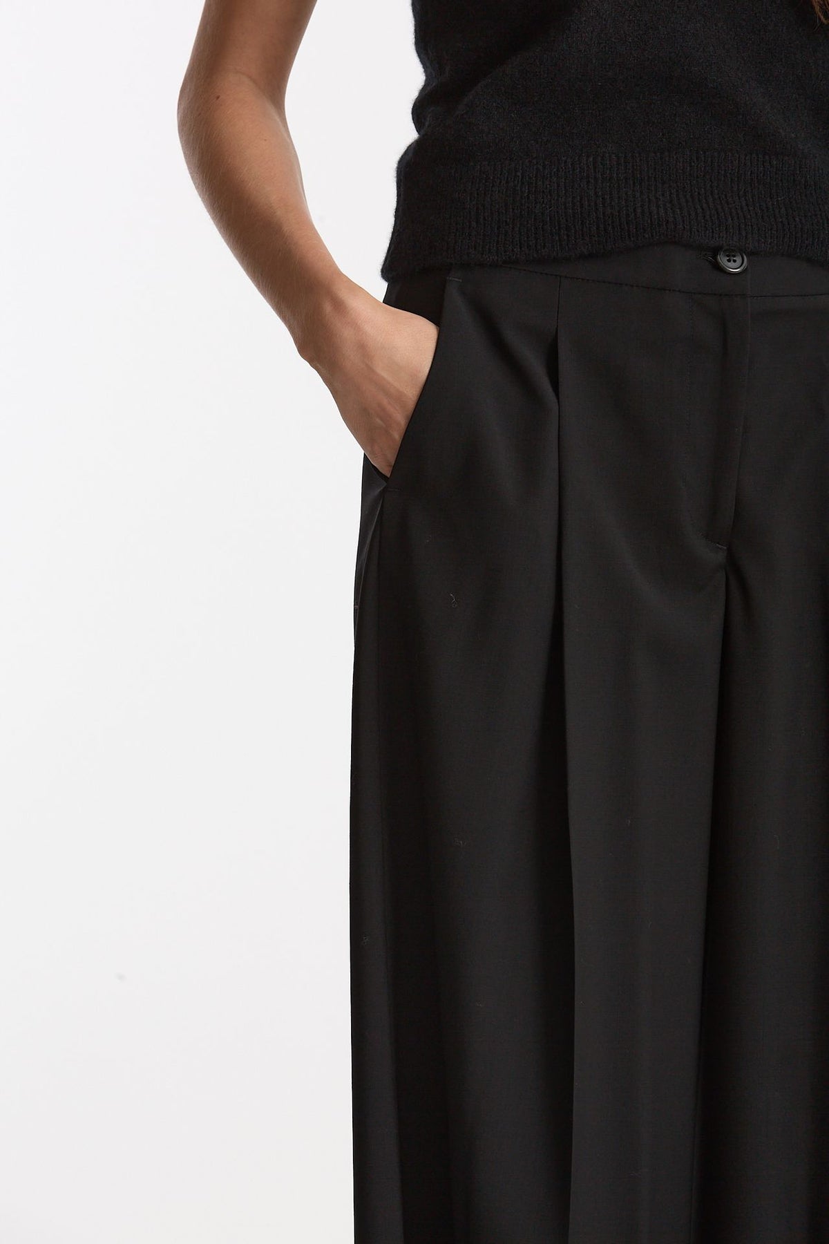 Pantalone in fresco lana nero donna Laneus - 5