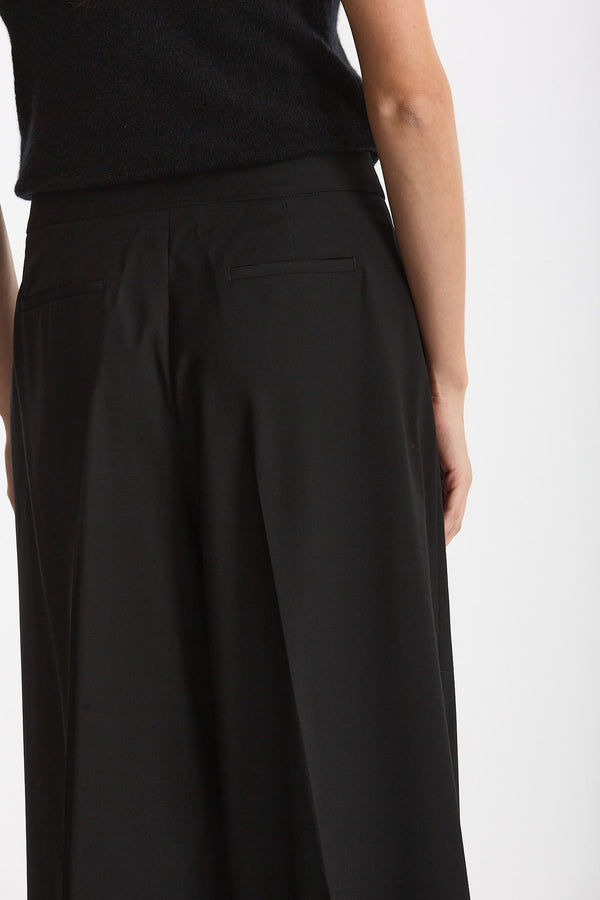 Pantalone in fresco lana nero donna Laneus