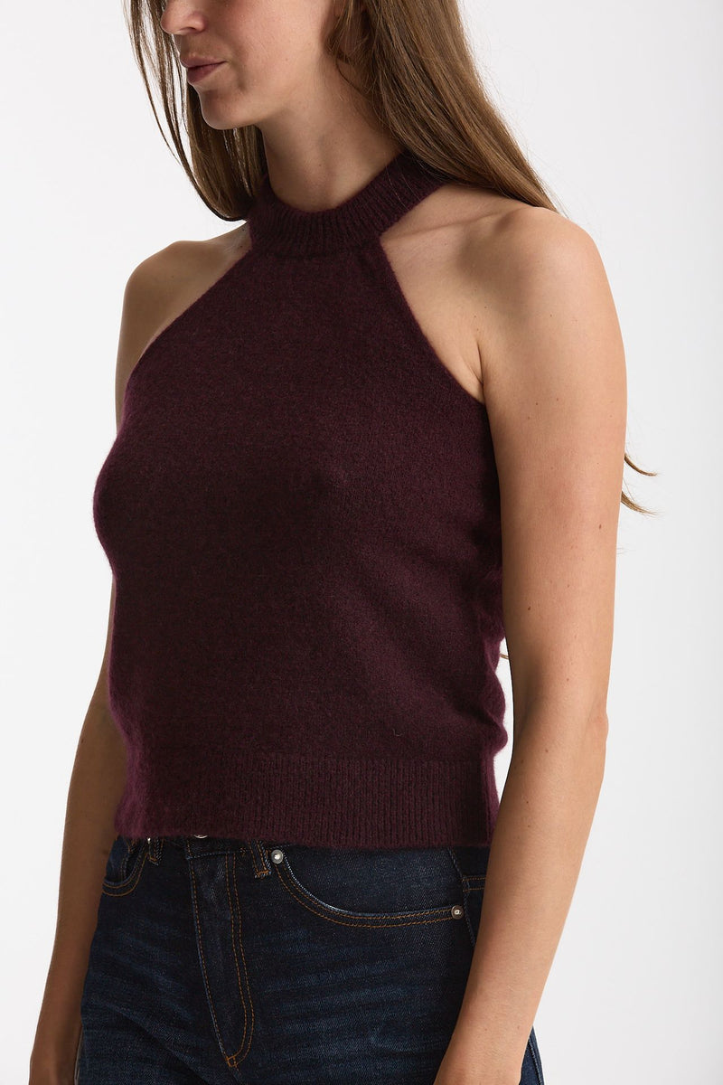 Top in cashmere e seta burgundi donna Laneus - 1