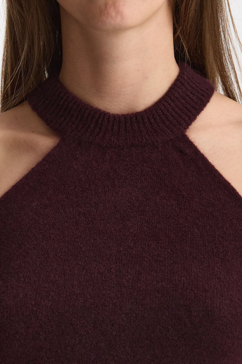 Top in cashmere e seta burgundi donna Laneus - 5