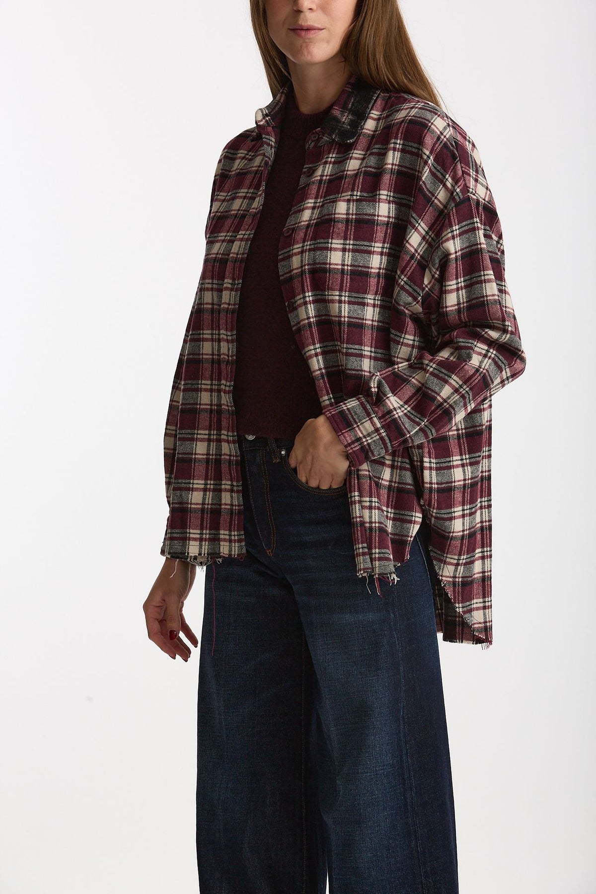 Camicia over a quadri bordeaux donna Laneus - 2