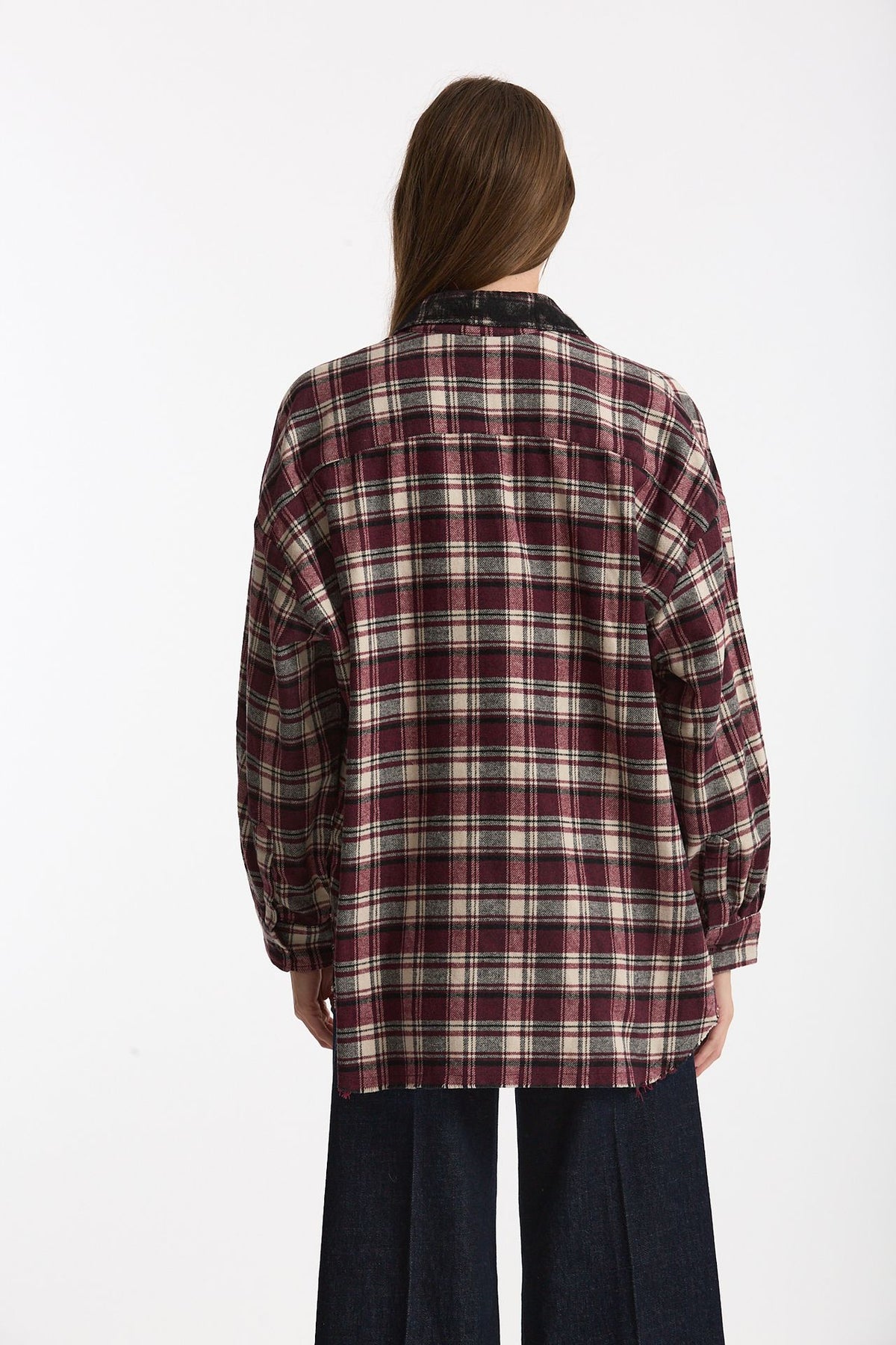 Camicia over a quadri bordeaux donna Laneus - 3