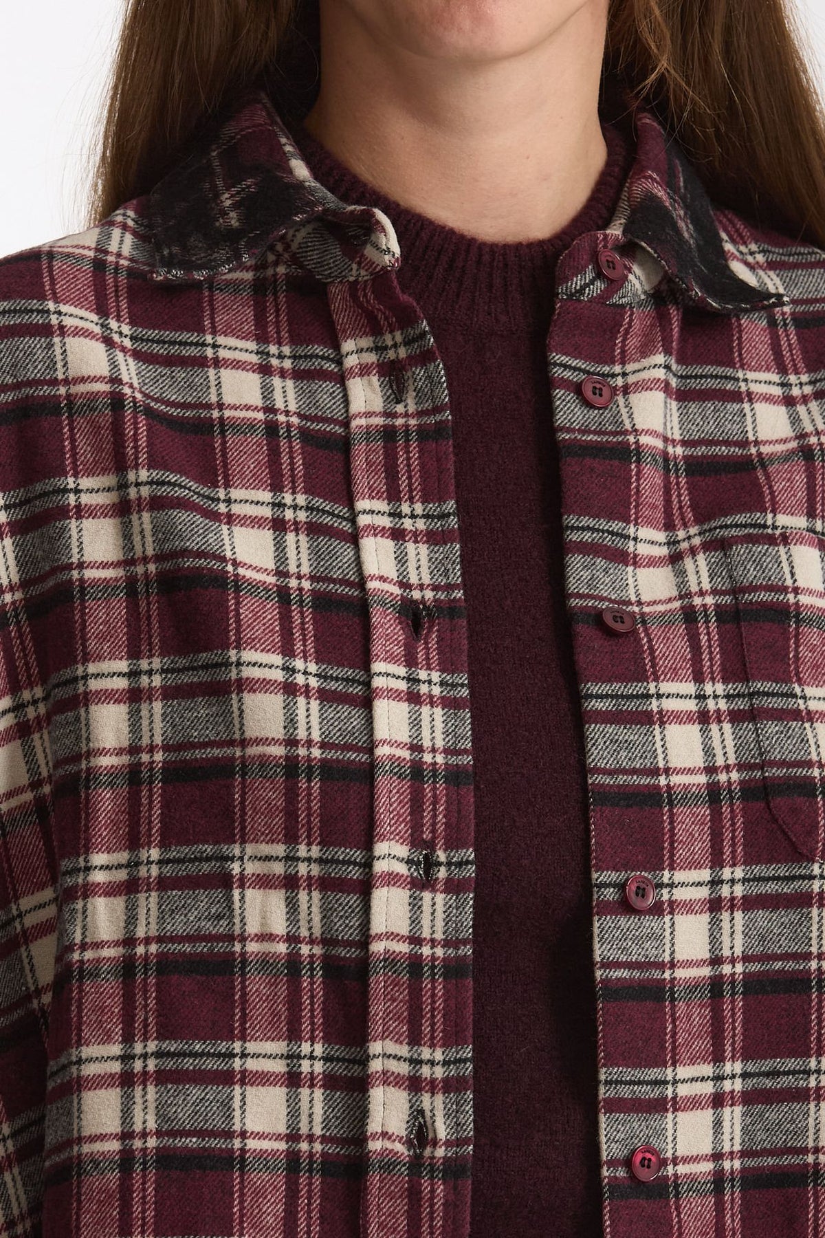 Camicia over a quadri bordeaux donna Laneus - 5