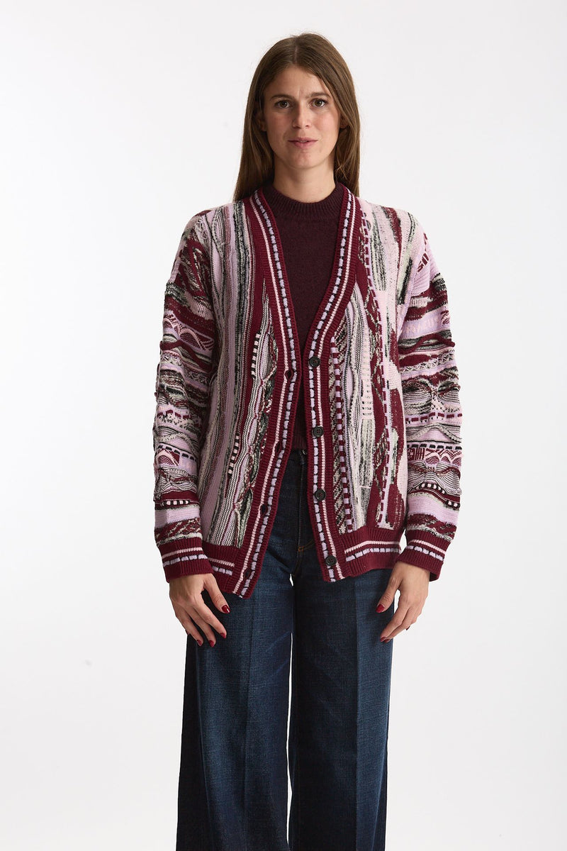 Cardigan over-fit in jacquard donna Laneus - 1