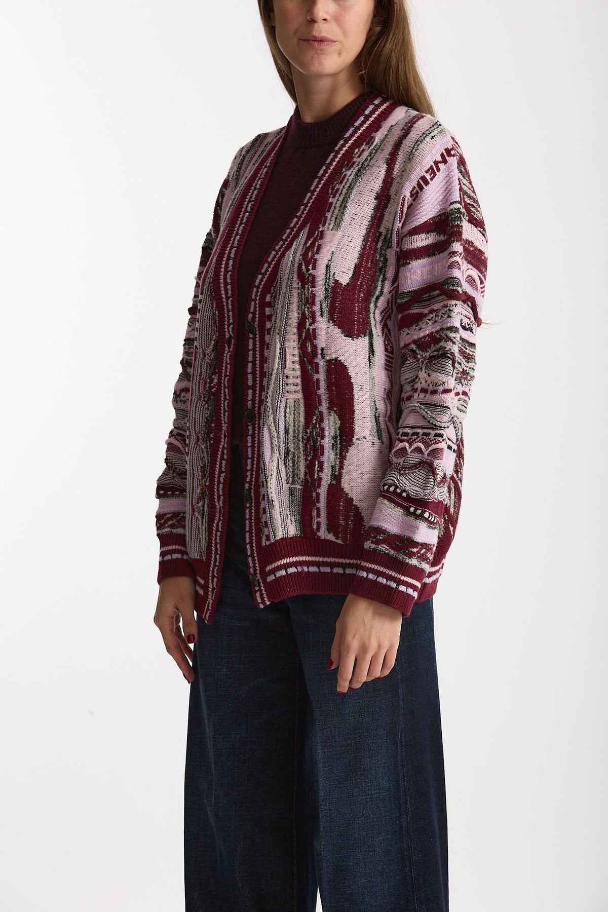 Cardigan over-fit in jacquard donna Laneus - 3