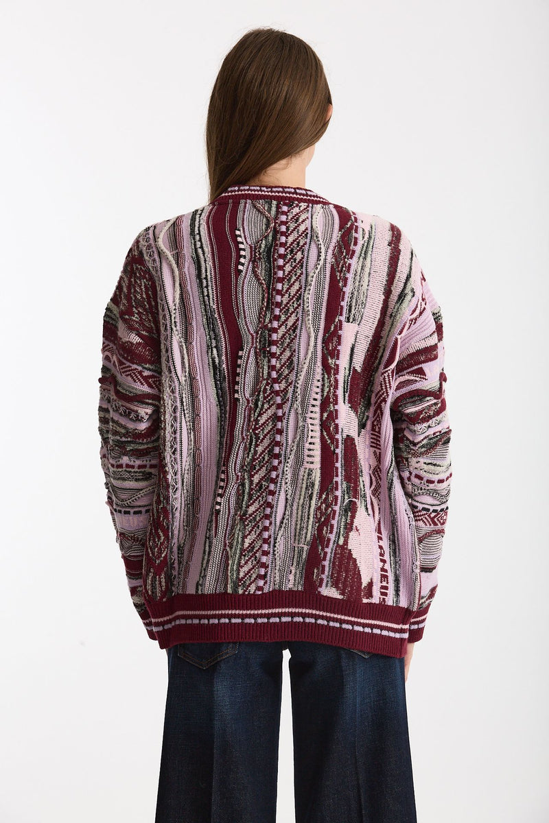 Cardigan over-fit in jacquard donna Laneus - 4