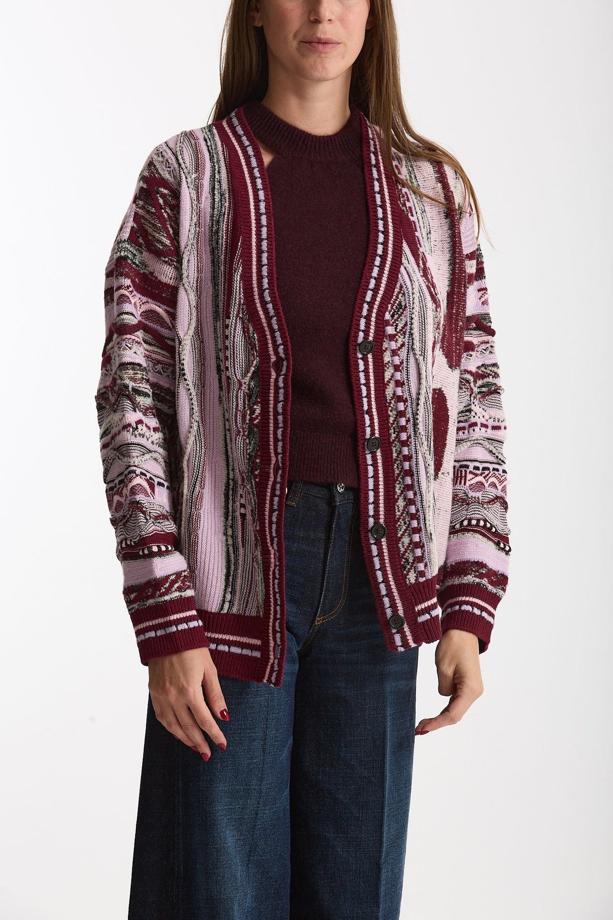 Cardigan over-fit in jacquard donna Laneus - 5