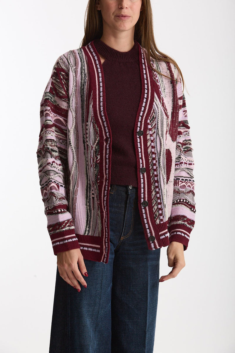 Cardigan over-fit in jacquard donna Laneus - 5