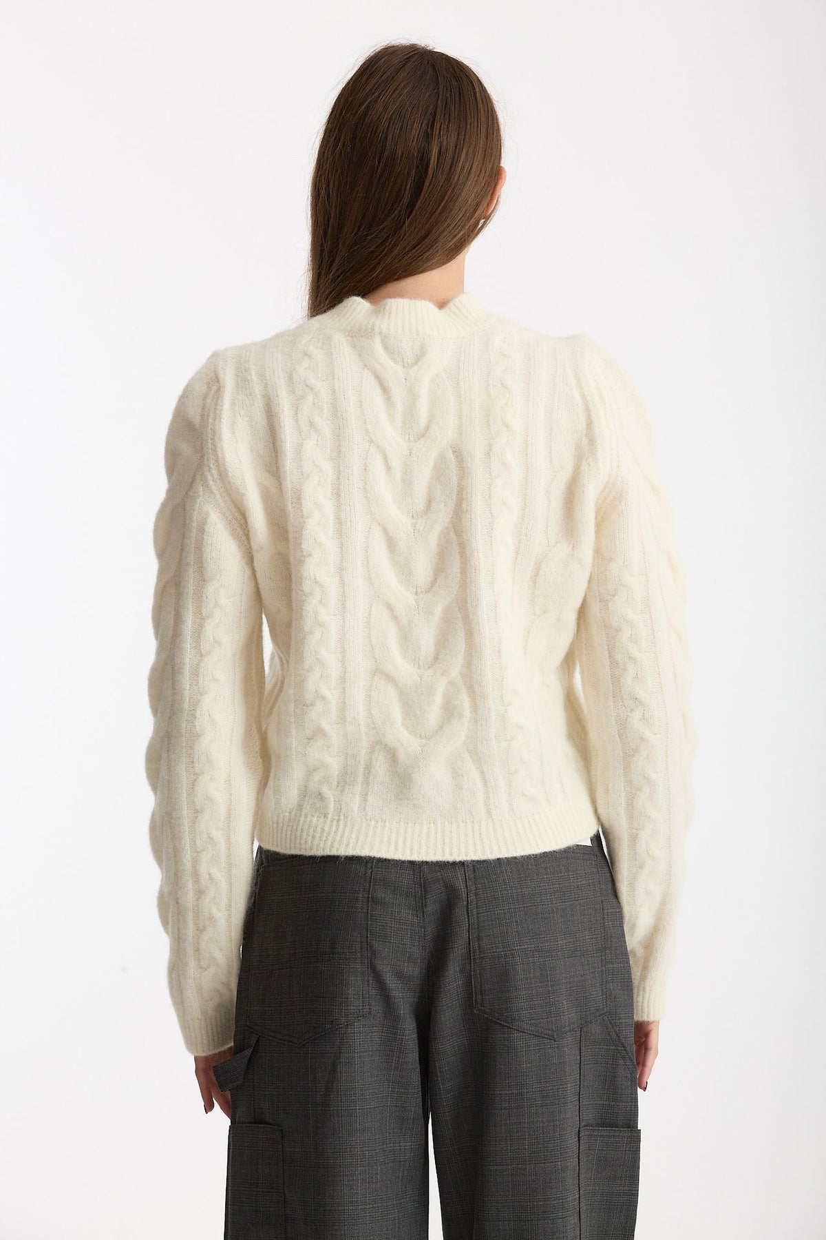 Maglia a trecce bianco donna Laneus - 3