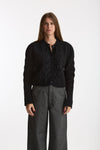 Cardigan girocollo a trecce nero donna Laneus - 1