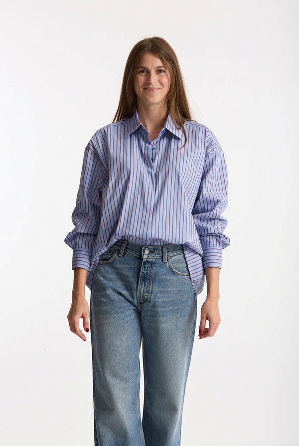 Camicia oversize azzurro fantasia donna Marsēm