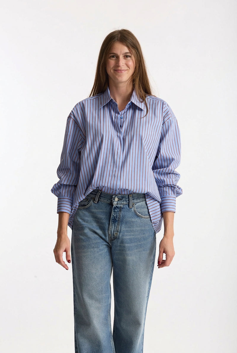 Camicia oversize azzurro fantasia donna Marsēm - 1